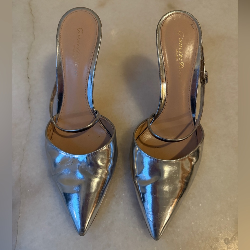 Gianvito Rossi Metallic Silver Heels